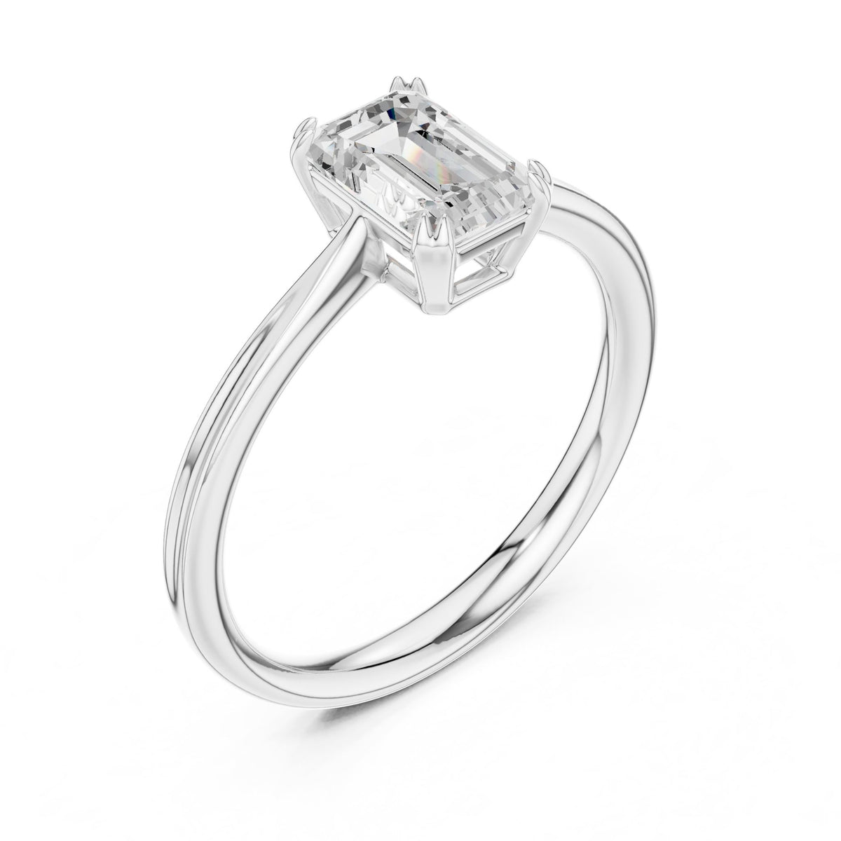 Emerald Solitaire Lab Grown Diamond Engagement Ring