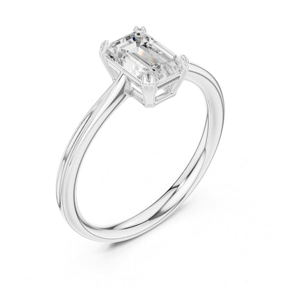 Emerald Solitaire Lab Grown Diamond Engagement Ring