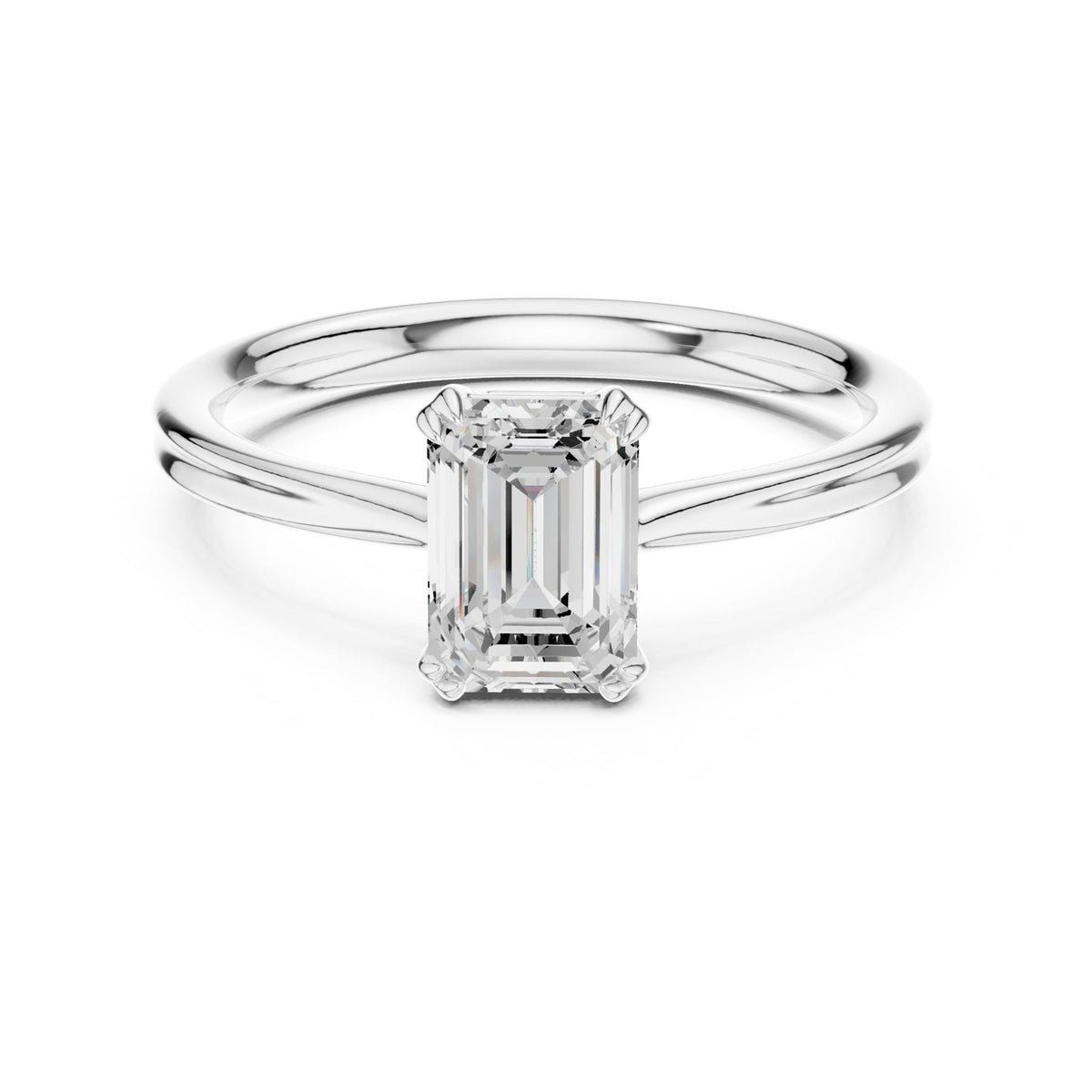 Emerald Solitaire Lab Grown Diamond Engagement Ring