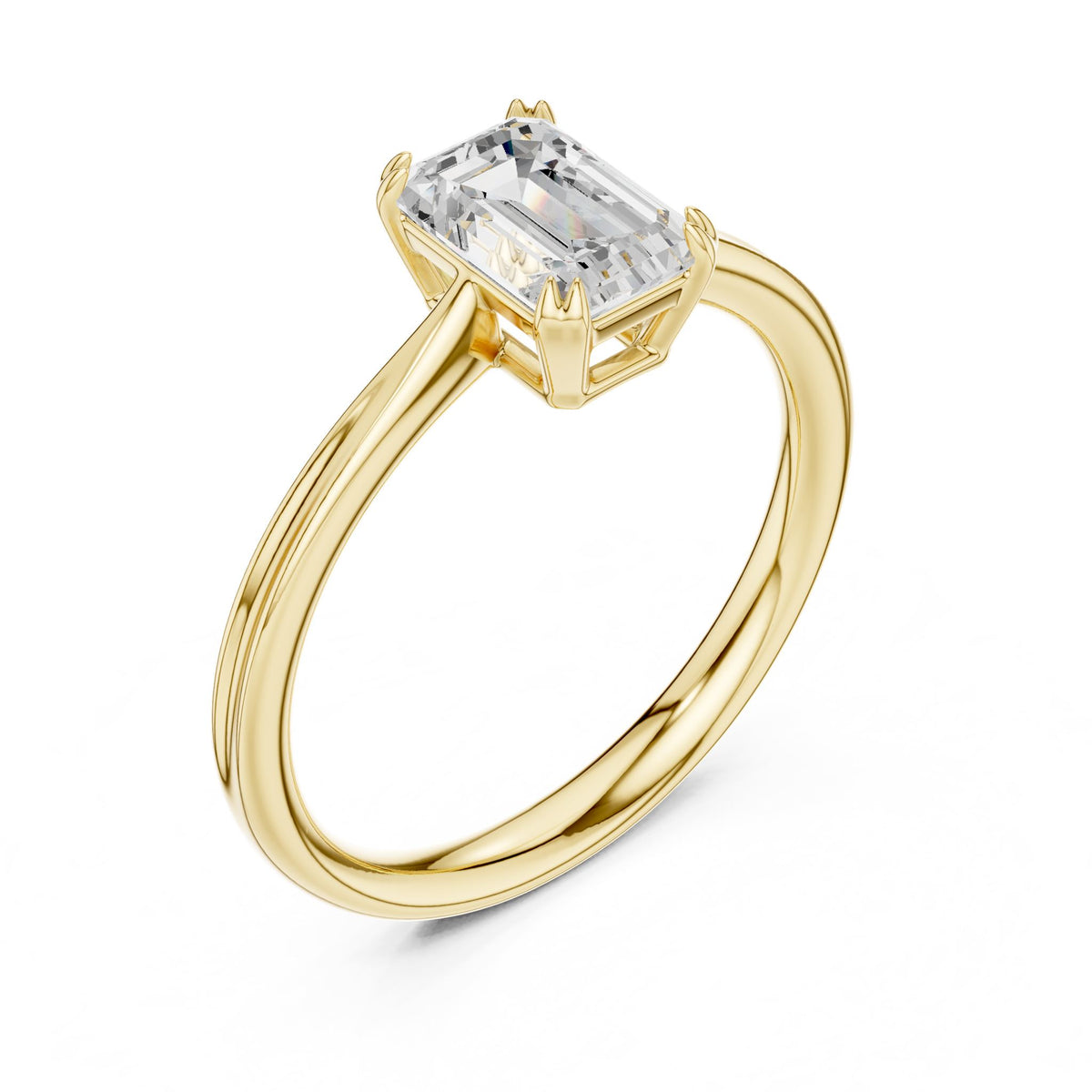 Emerald Solitaire Lab Grown Diamond Engagement Ring