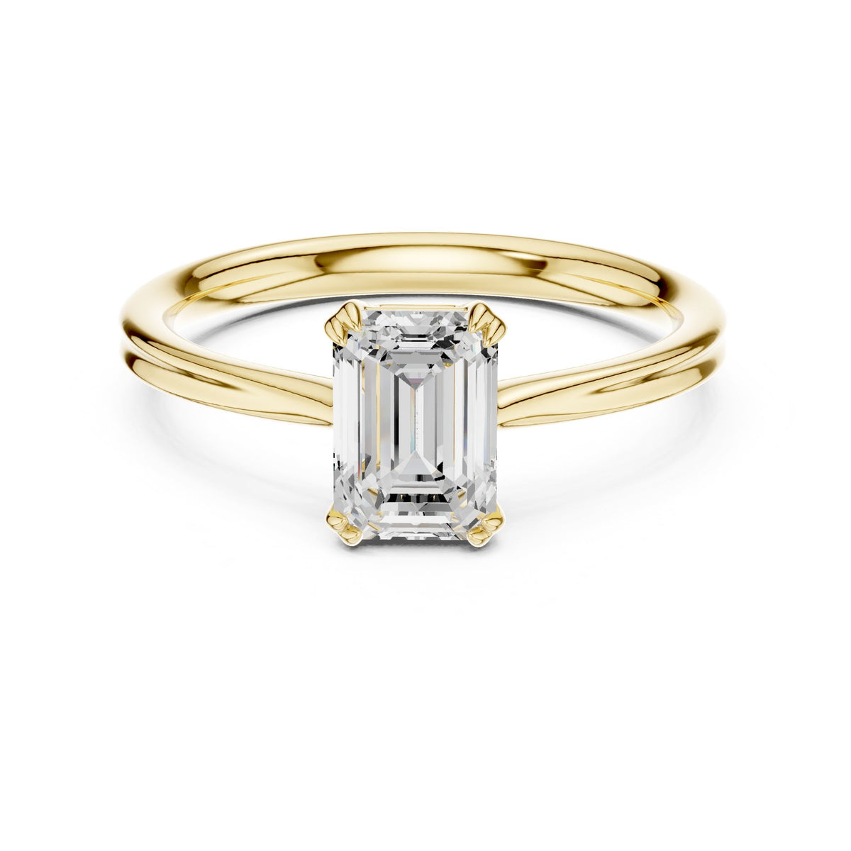 Emerald Solitaire Lab Grown Diamond Engagement Ring