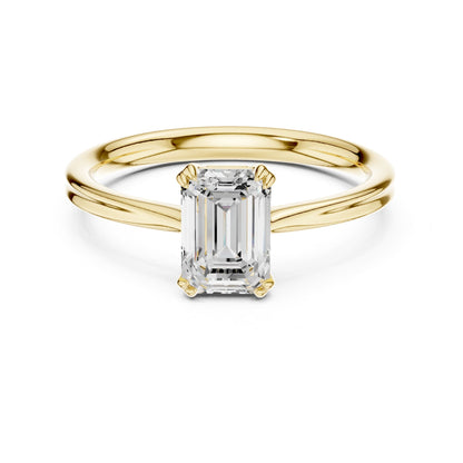 Emerald Solitaire Lab Grown Diamond Engagement Ring
