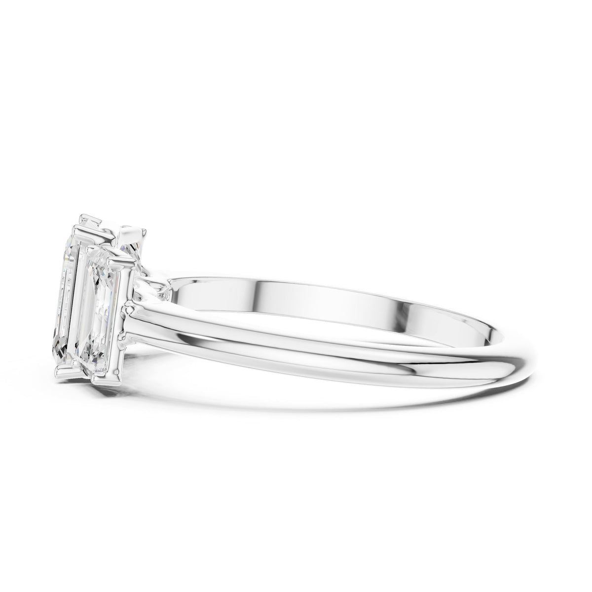 Emerald Three Stone Lab Grown Diamond Engagement Ring