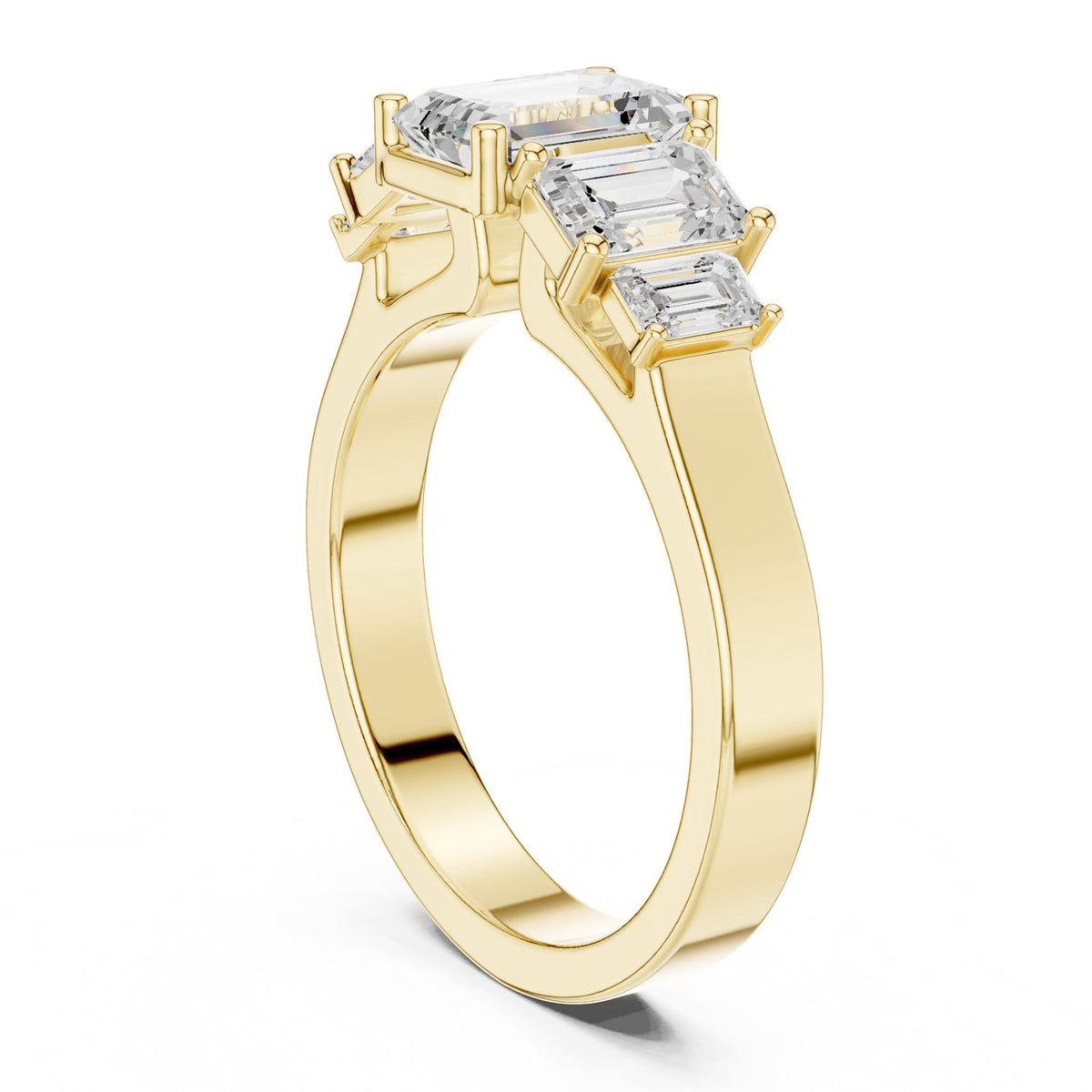 Emerald Three Stone Lab Grown Diamond Engagement Ring