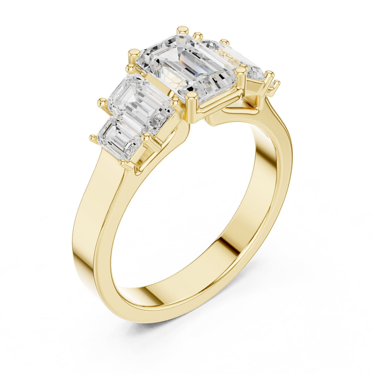 Emerald Three Stone Lab Grown Diamond Engagement Ring
