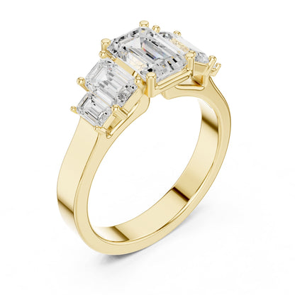 Emerald Three Stone Lab Grown Diamond Engagement Ring