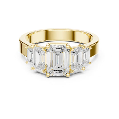 Emerald Three Stone Lab Grown Diamond Engagement Ring