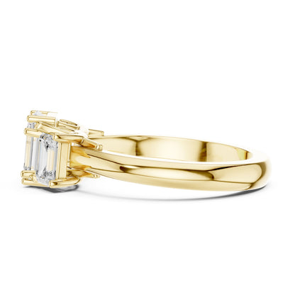 Emerald Three Stone Lab Grown Diamond Engagement Ring