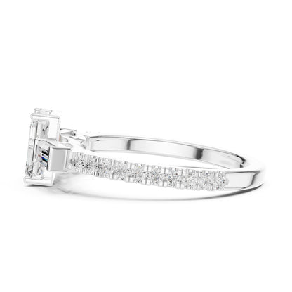 Emerald Three Stone Lab Grown Diamond Engagement Ring