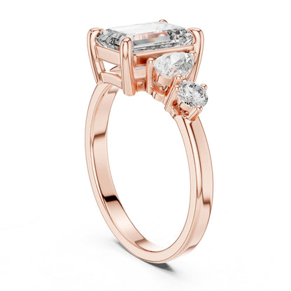 Emerald Three Stone Lab Grown Diamond Engagement Ring