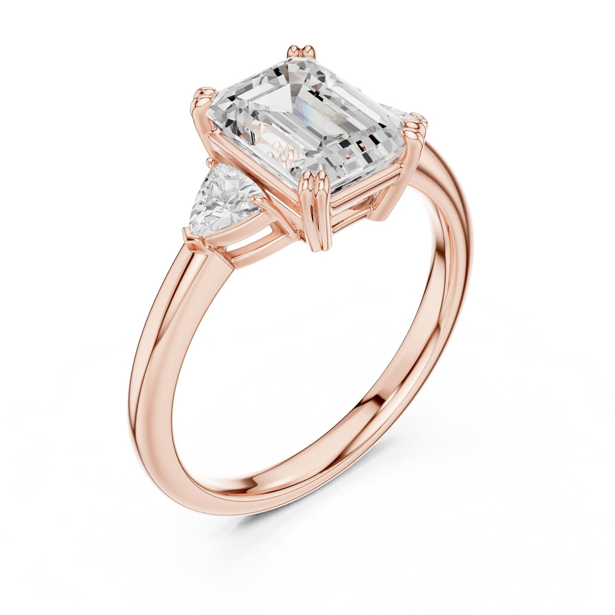 Emerald Three Stone Lab Grown Diamond Engagement Ring