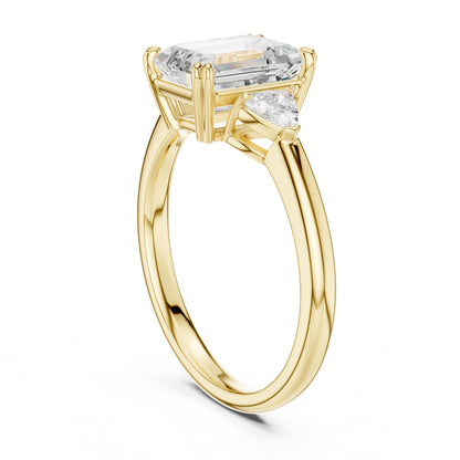 Emerald Three Stone Lab Grown Diamond Engagement Ring
