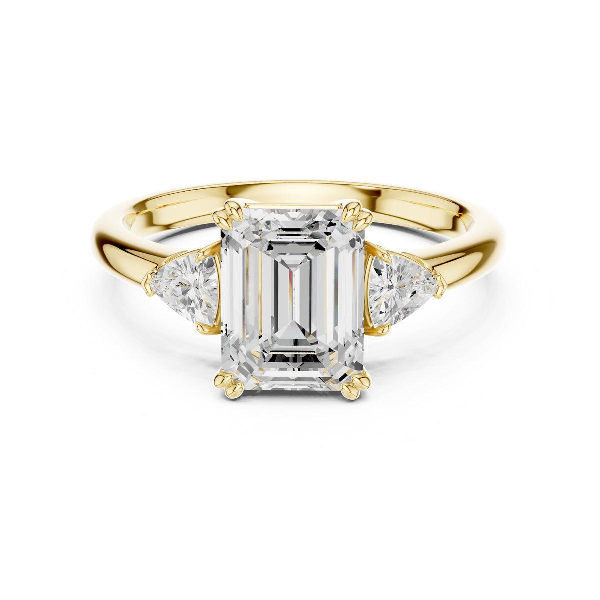 Emerald Three Stone Lab Grown Diamond Engagement Ring
