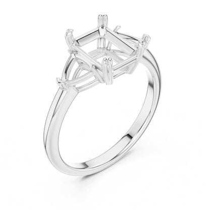 Emerald Three Stone Lab Grown Diamond Engagement Ring