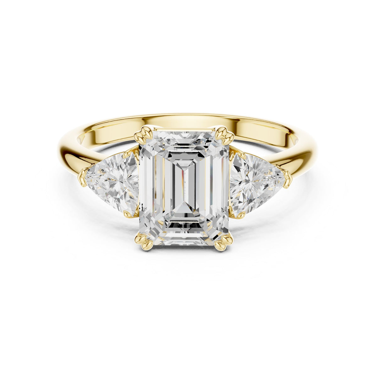 Emerald Three Stone Lab Grown Diamond Engagement Ring