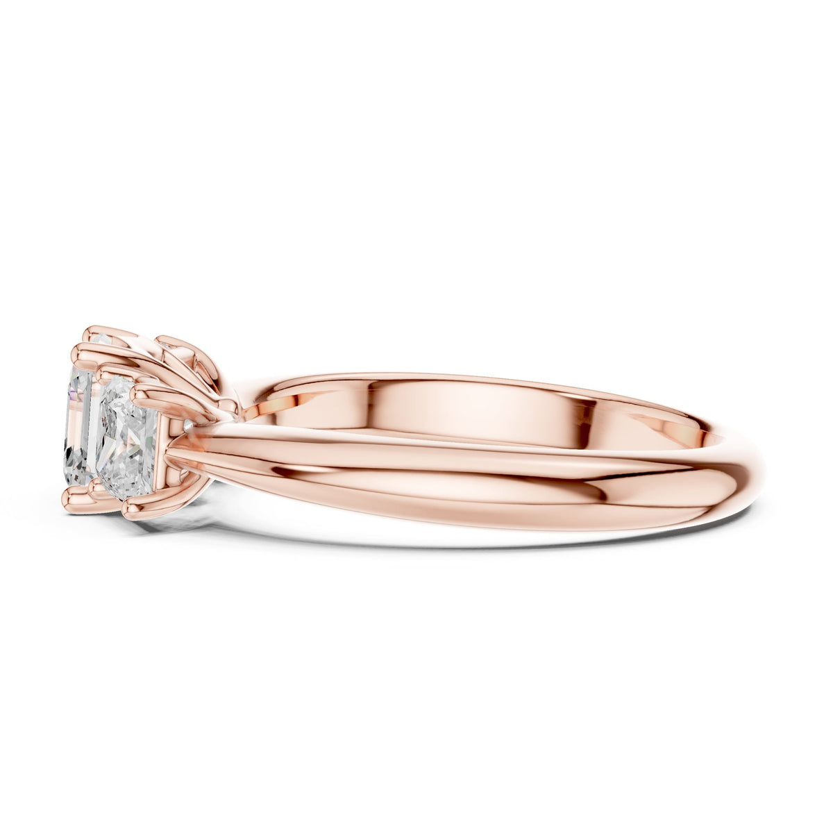 Emerald Three Stone Lab Grown Diamond Engagement Ring