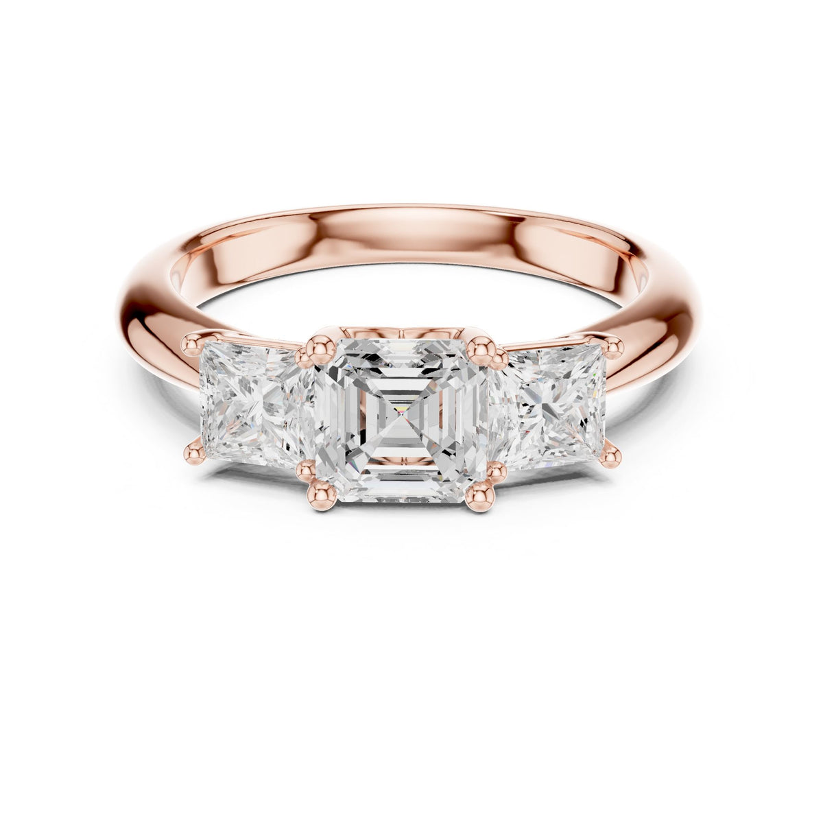 Emerald Three Stone Lab Grown Diamond Engagement Ring