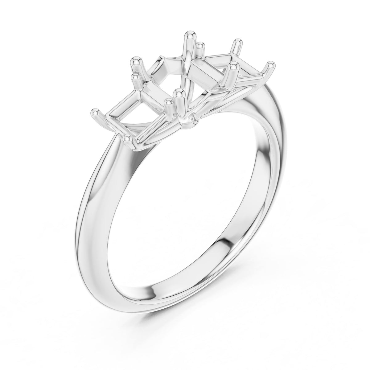 Emerald Three Stone Lab Grown Diamond Engagement Ring