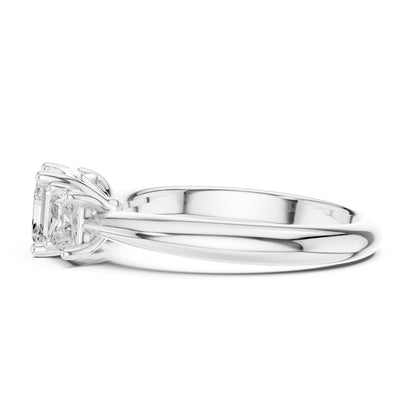 Emerald Three Stone Lab Grown Diamond Engagement Ring
