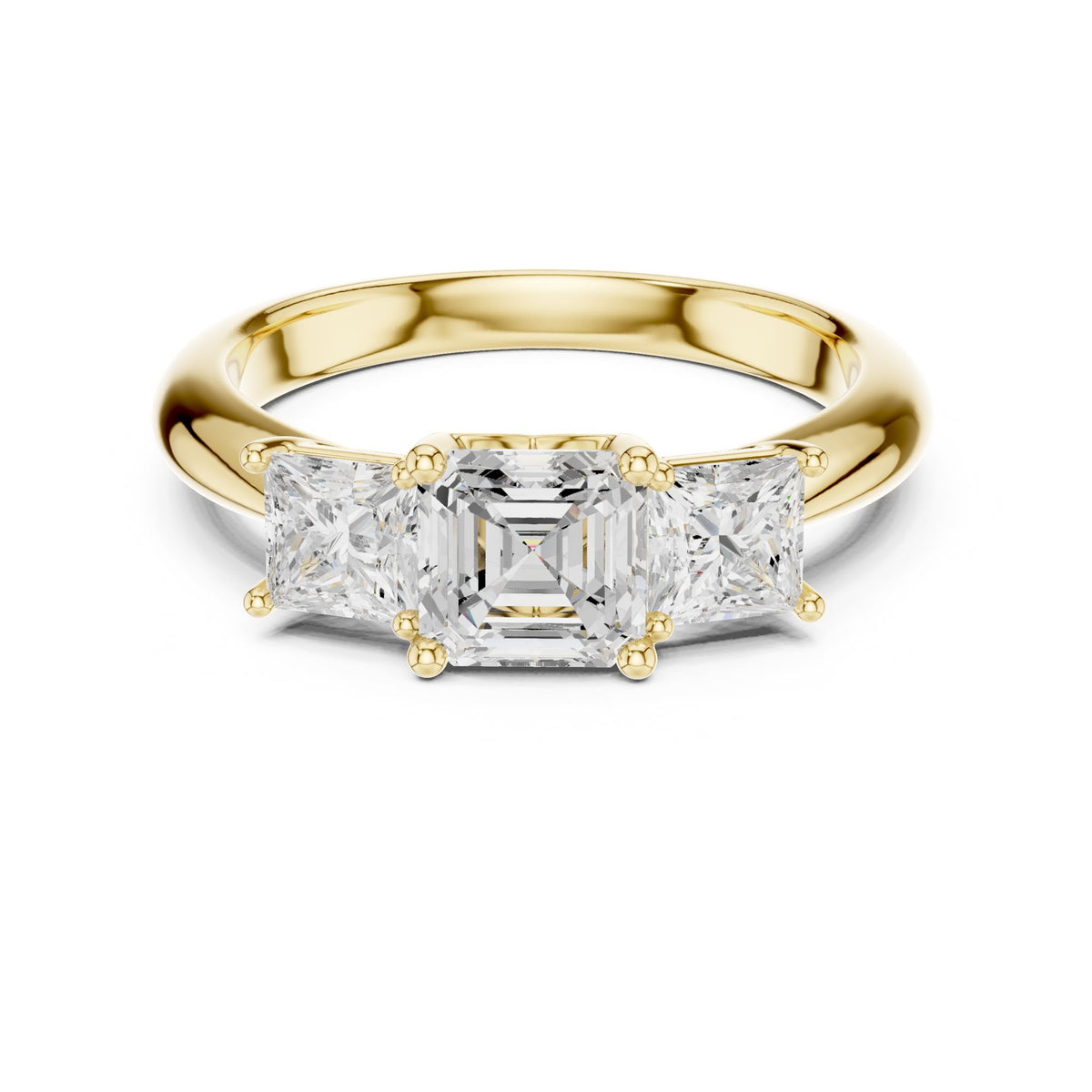 Emerald Three Stone Lab Grown Diamond Engagement Ring