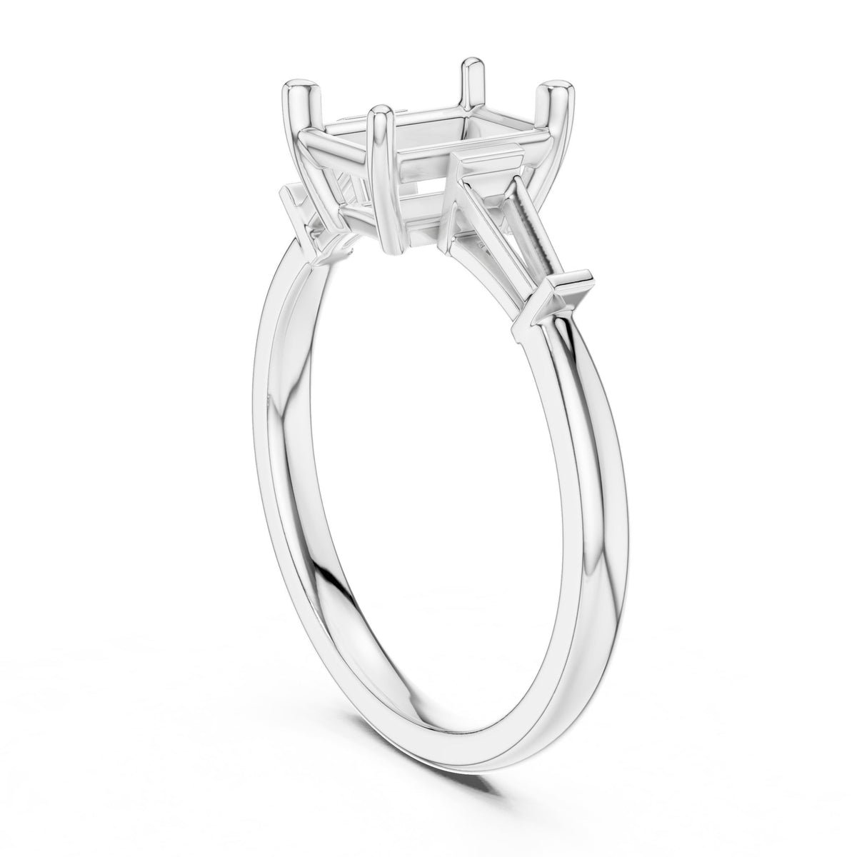 Emerald Three Stone Lab Grown Diamond Engagement Ring