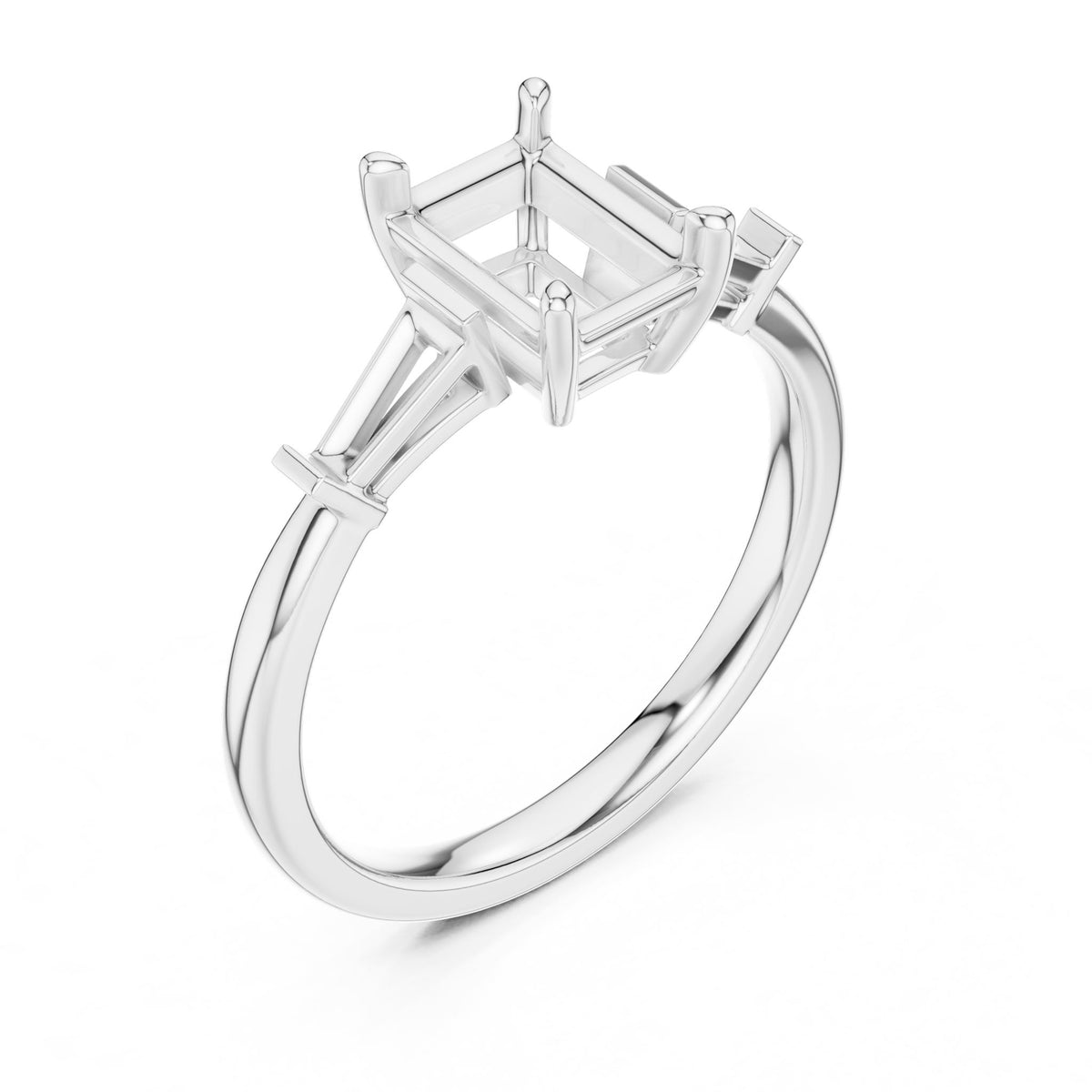 Emerald Three Stone Lab Grown Diamond Engagement Ring