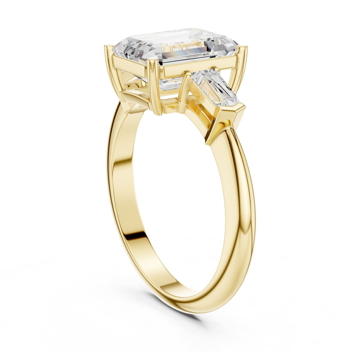 Emerald Three Stone Lab Grown Diamond Engagement Ring