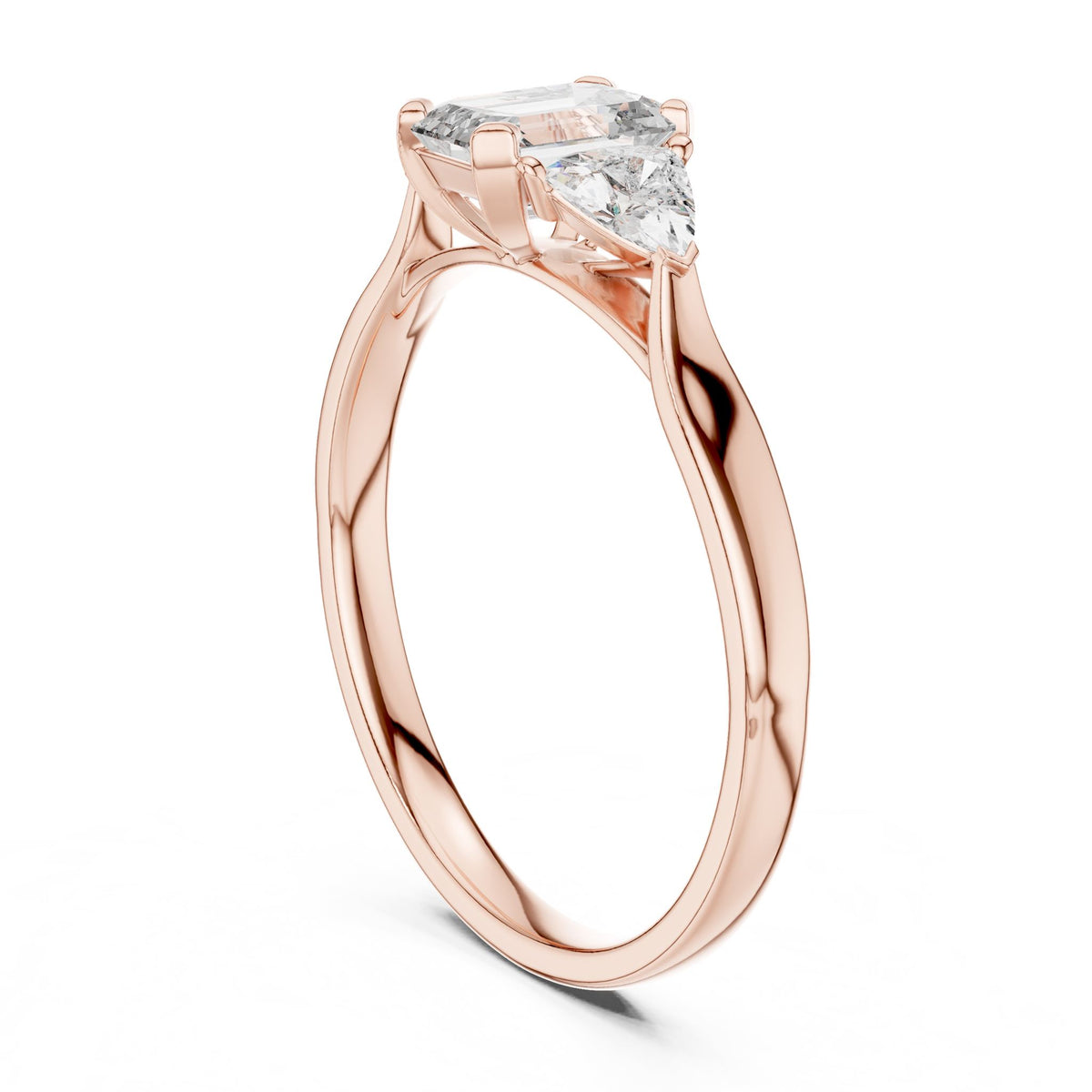 Emerald Three Stone Lab Grown Diamond Engagement Ring