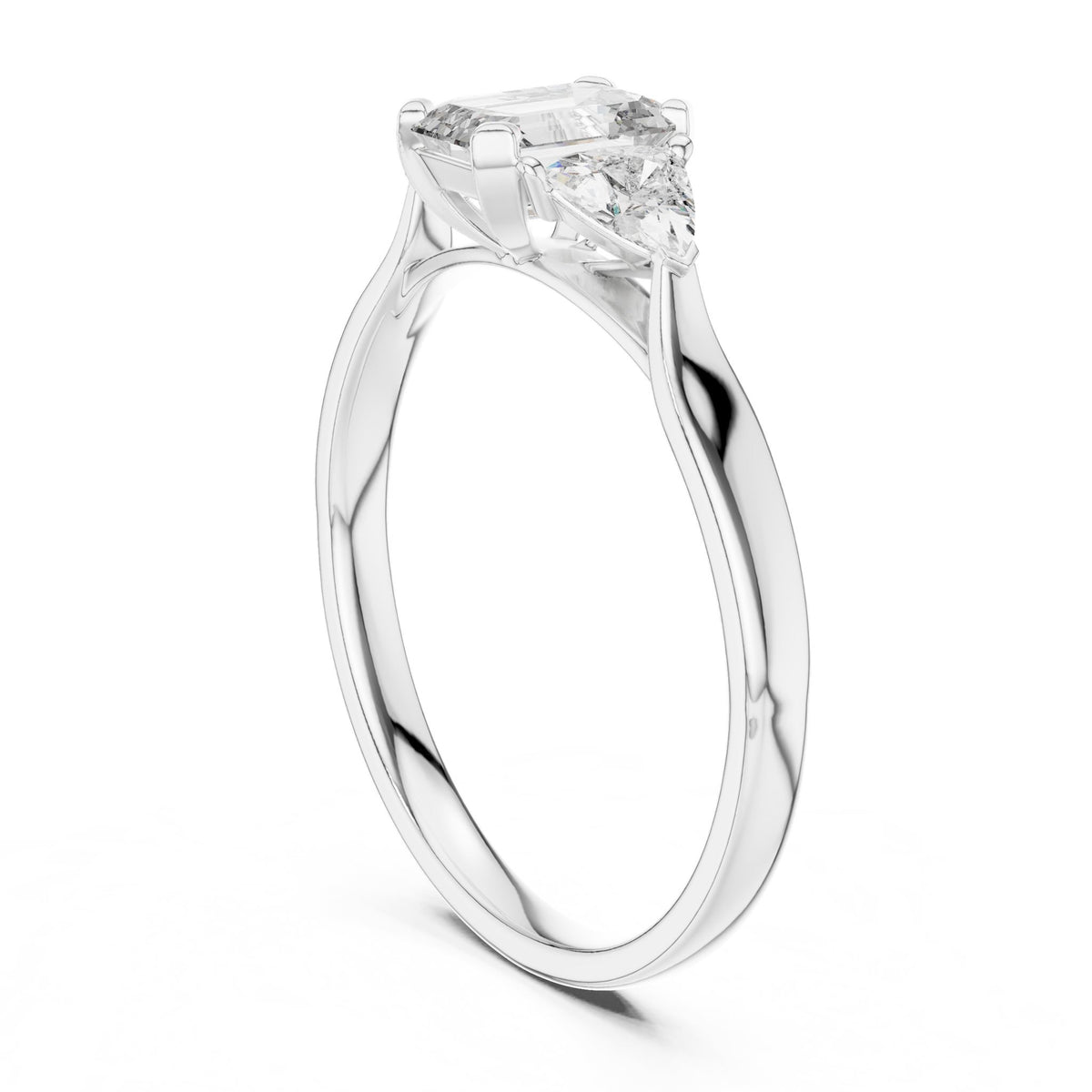 Emerald Three Stone Lab Grown Diamond Engagement Ring