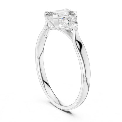 Emerald Three Stone Lab Grown Diamond Engagement Ring