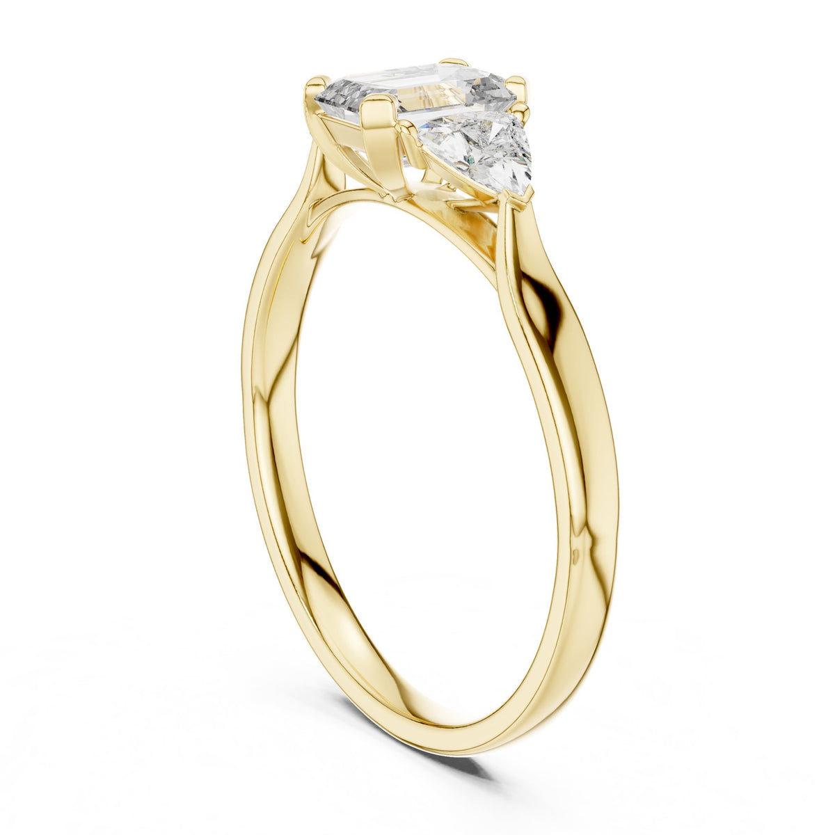 Emerald Three Stone Lab Grown Diamond Engagement Ring