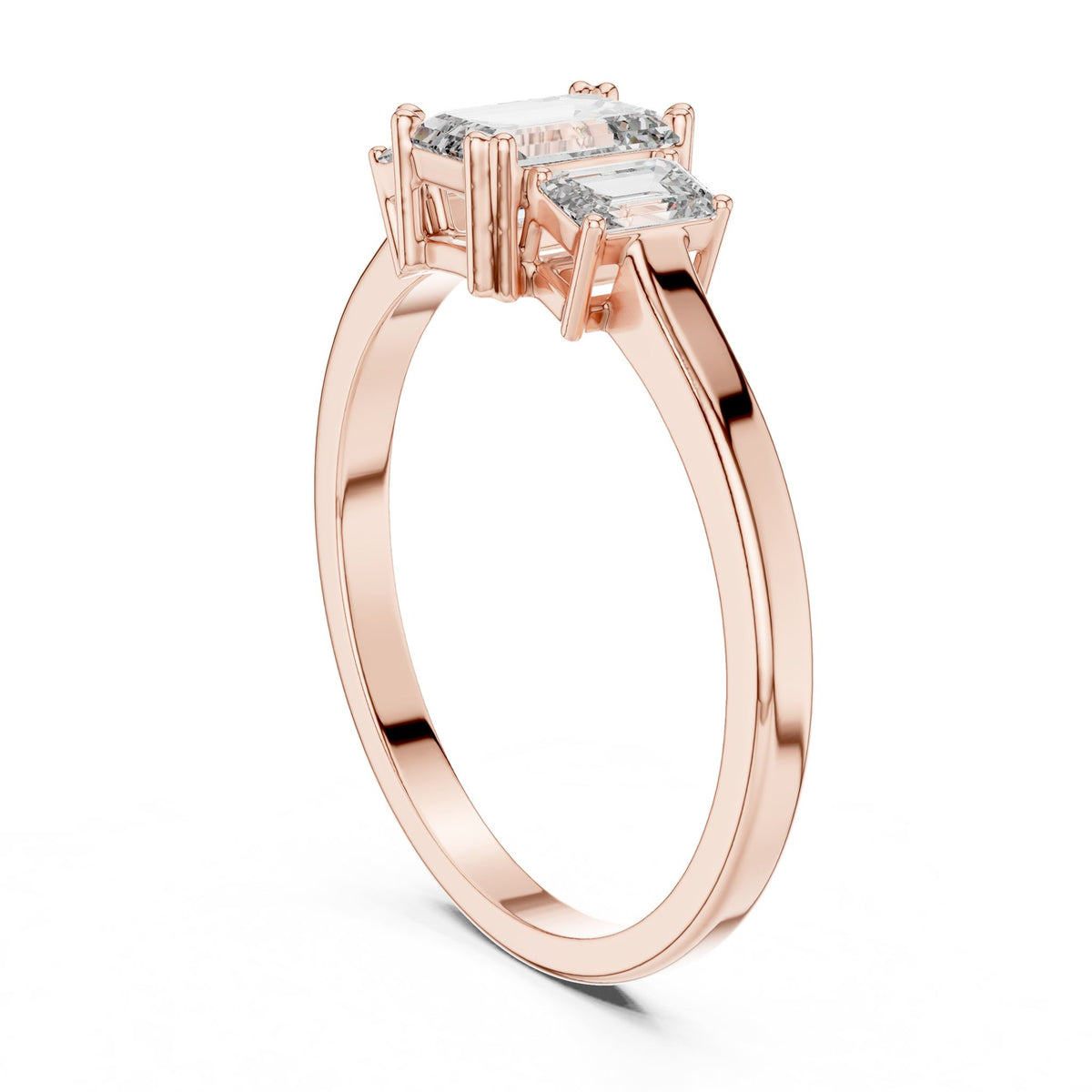 Emerald Three Stone Lab Grown Diamond Engagement Ring