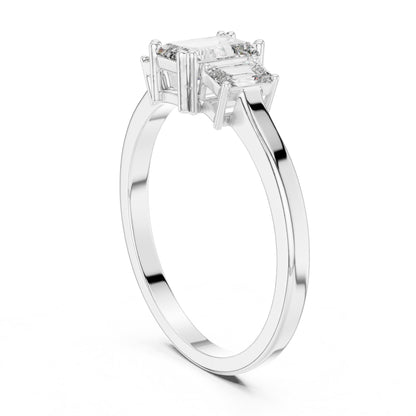 Emerald Three Stone Lab Grown Diamond Engagement Ring