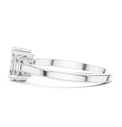 Emerald Three Stone Lab Grown Diamond Engagement Ring