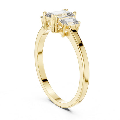 Emerald Three Stone Lab Grown Diamond Engagement Ring