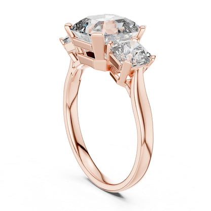 Emerald Three Stone Lab Grown Diamond Engagement Ring