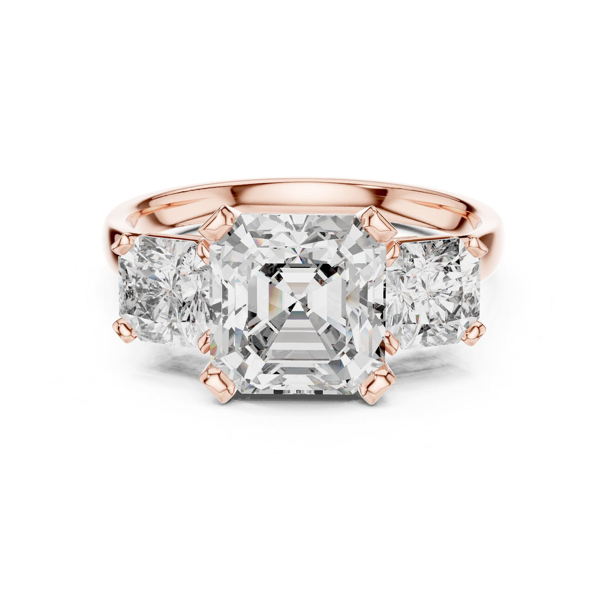 Emerald Three Stone Lab Grown Diamond Engagement Ring