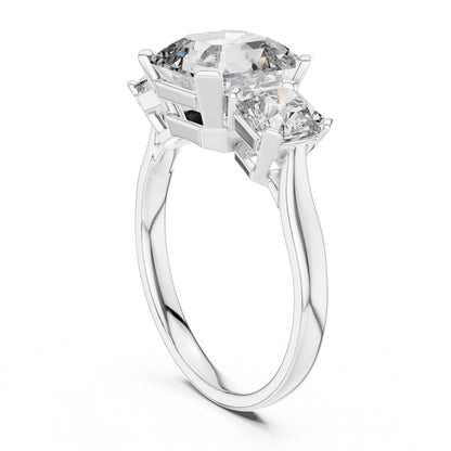 Emerald Three Stone Lab Grown Diamond Engagement Ring