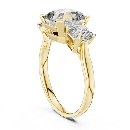 Emerald Three Stone Lab Grown Diamond Engagement Ring