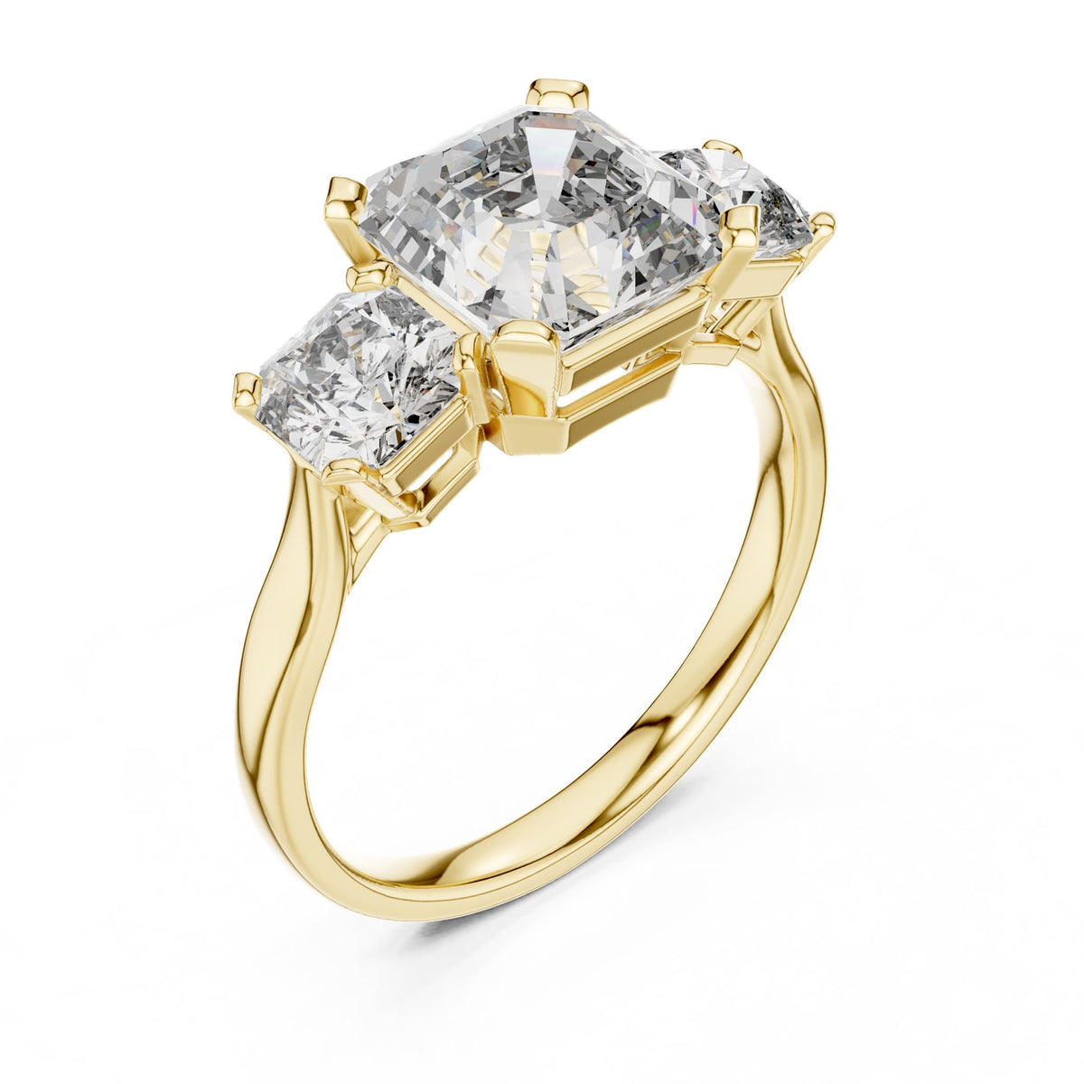 Emerald Three Stone Lab Grown Diamond Engagement Ring