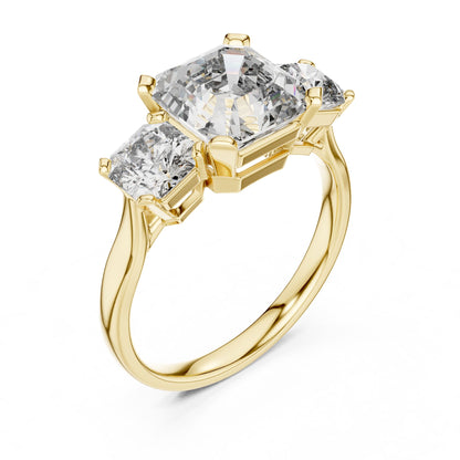Emerald Three Stone Lab Grown Diamond Engagement Ring