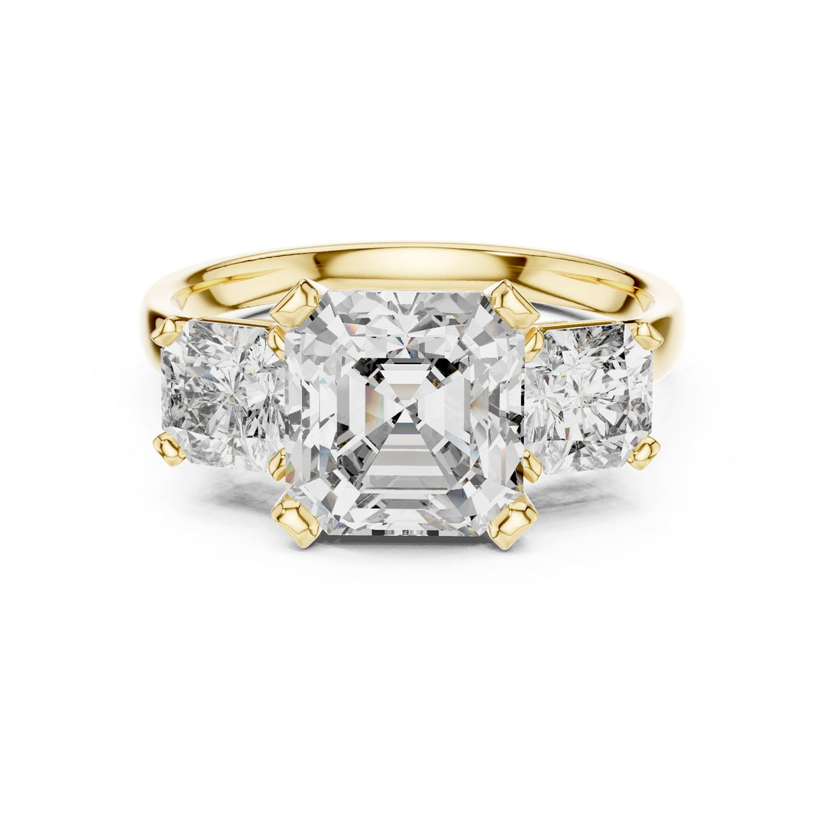 Emerald Three Stone Lab Grown Diamond Engagement Ring