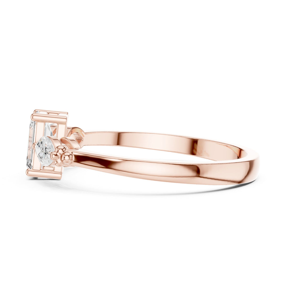 Emerald Three Stone Lab Grown Diamond Engagement Ring