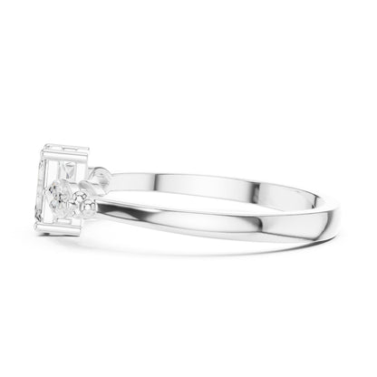 Emerald Three Stone Lab Grown Diamond Engagement Ring