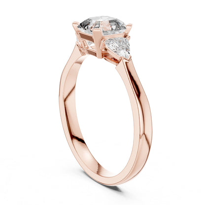 Emerald Three Stone Lab Grown Diamond Engagement Ring