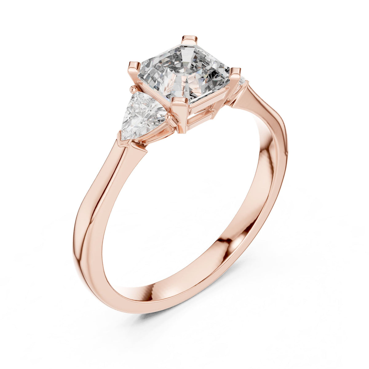 Emerald Three Stone Lab Grown Diamond Engagement Ring