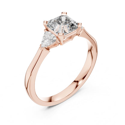 Emerald Three Stone Lab Grown Diamond Engagement Ring