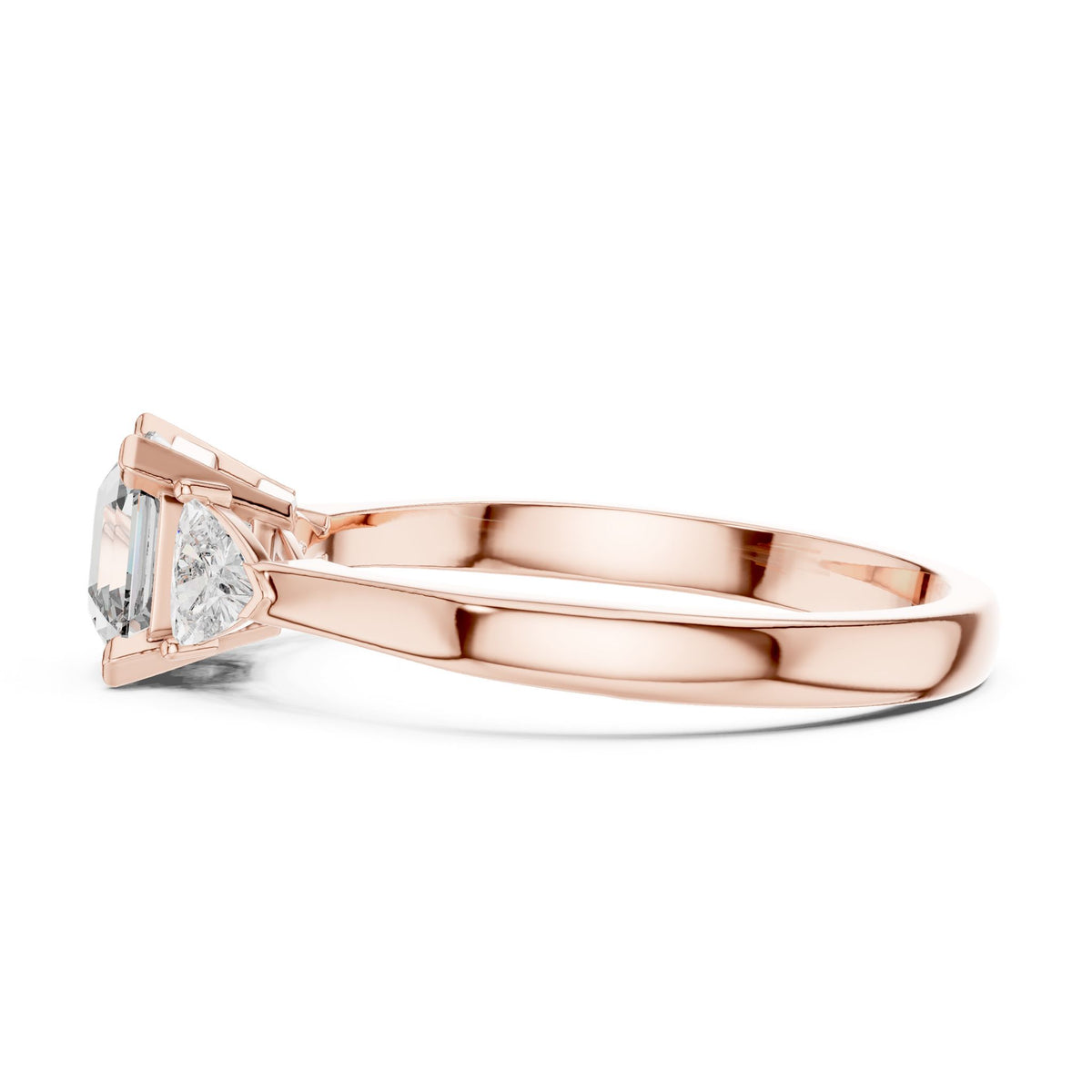 Emerald Three Stone Lab Grown Diamond Engagement Ring
