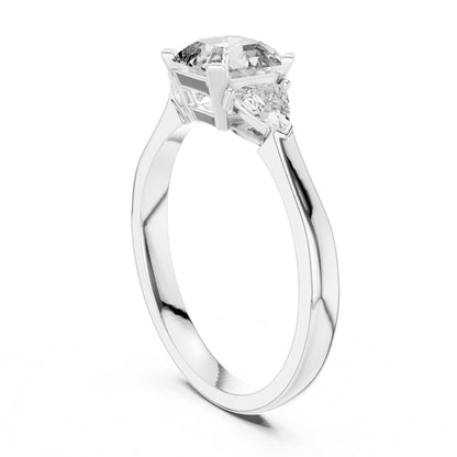 Emerald Three Stone Lab Grown Diamond Engagement Ring
