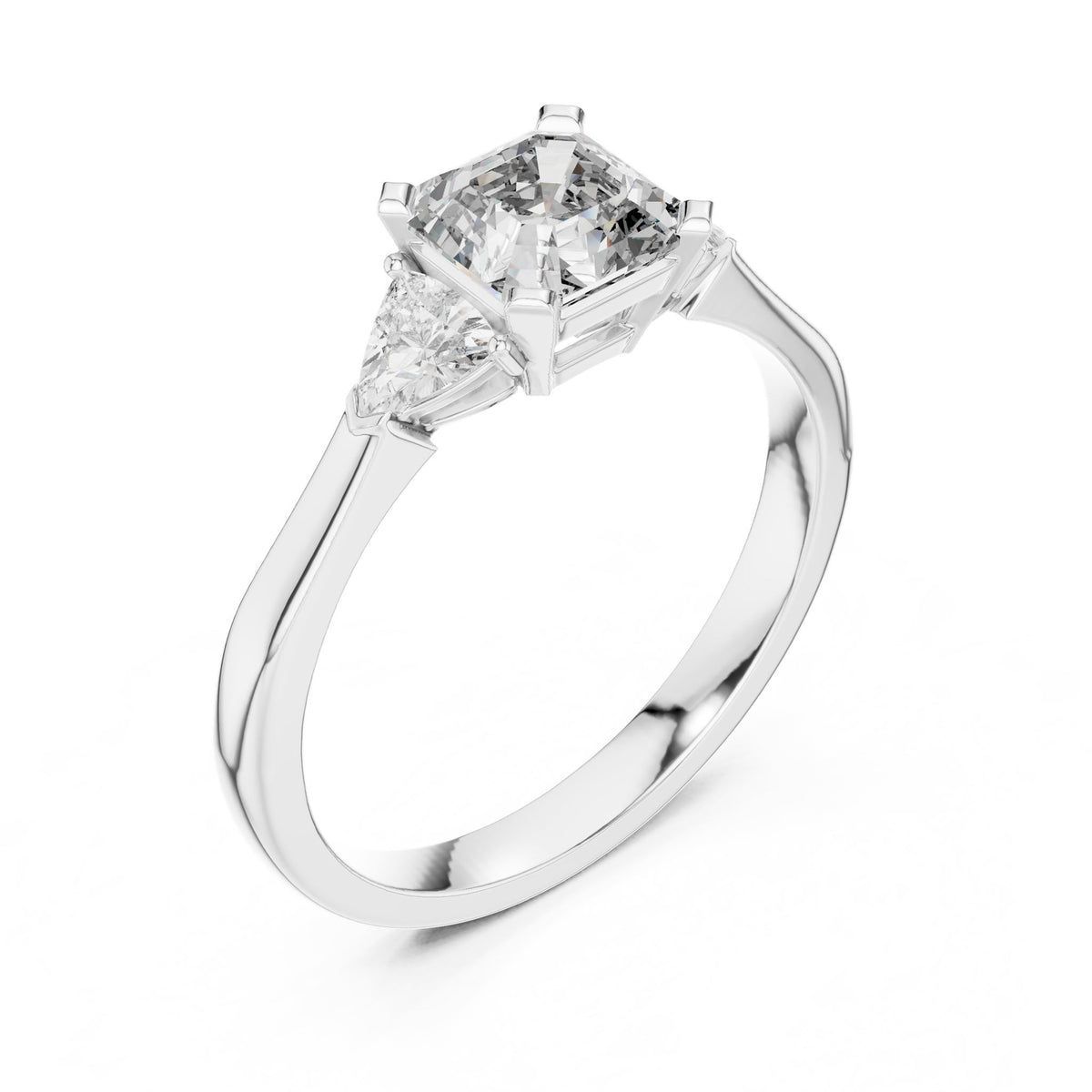 Emerald Three Stone Lab Grown Diamond Engagement Ring